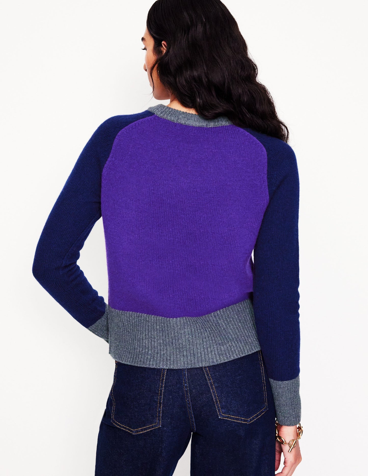 Olivia Merino Jumper -Ameythyst Purple, Colourblock