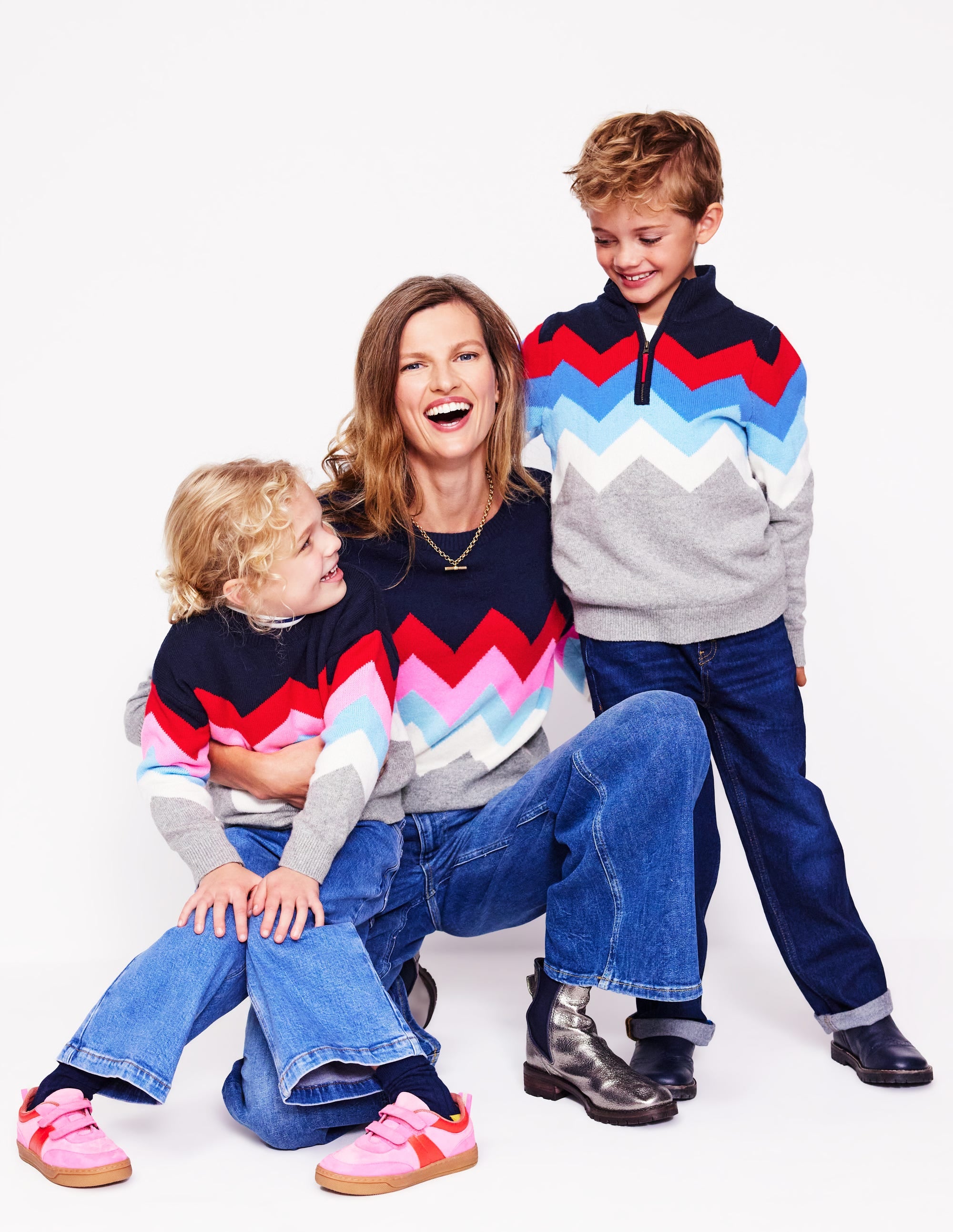 Lydia Cashmere Jumper-Navy, Zig Zag - Image 7