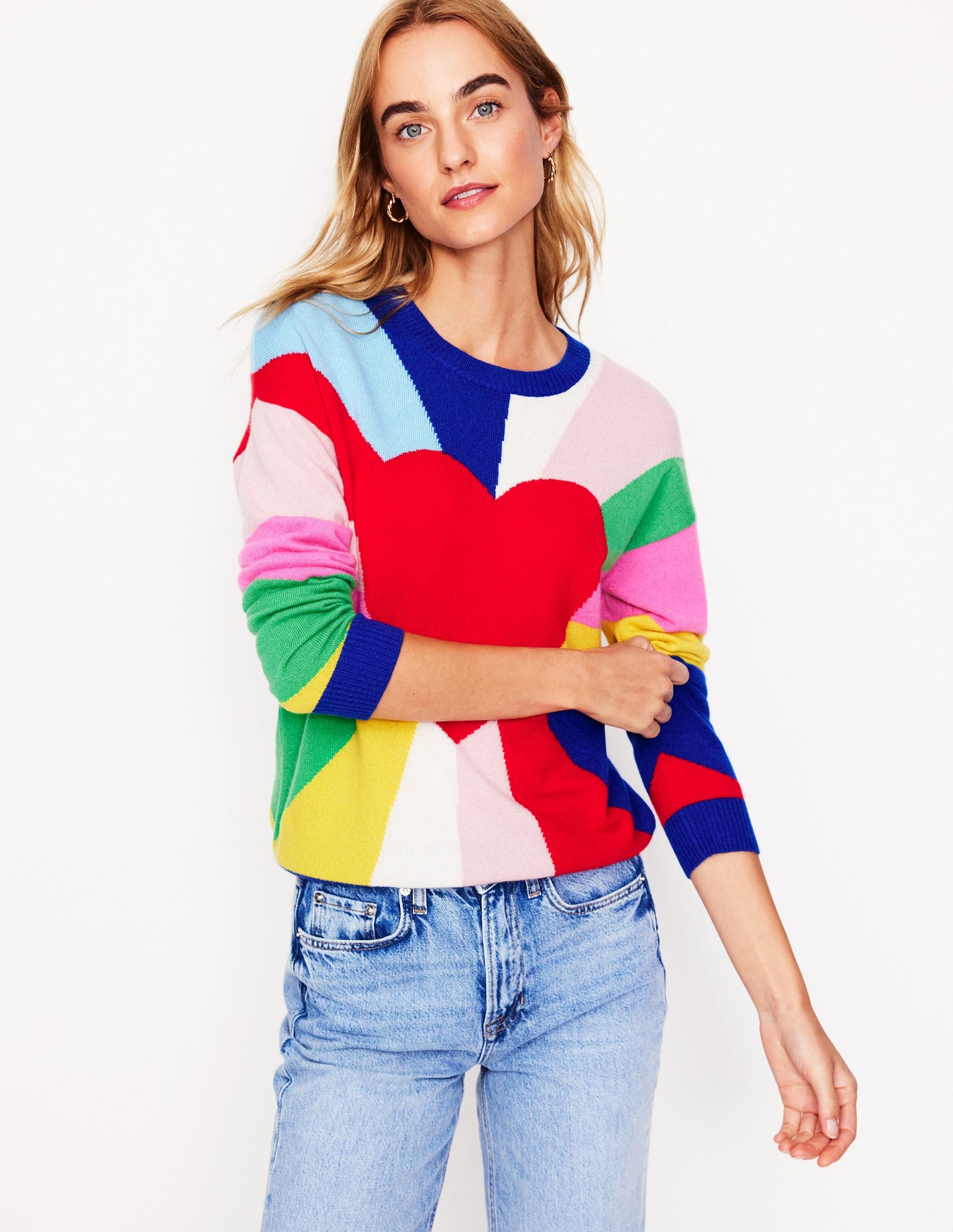 Lydia Cashmere Jumper -Multi, Heart Spectrum