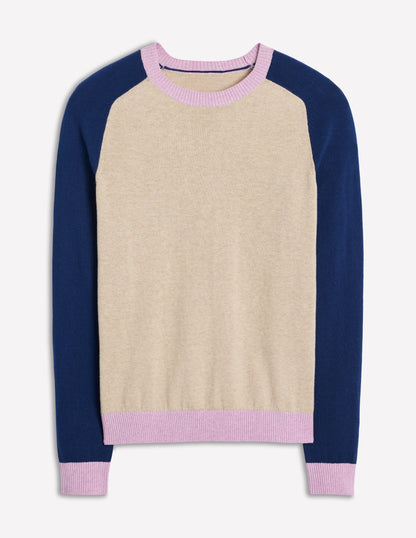 Meg Saddle Sleeve Jumper-Chinchilla Melange,Colourblock