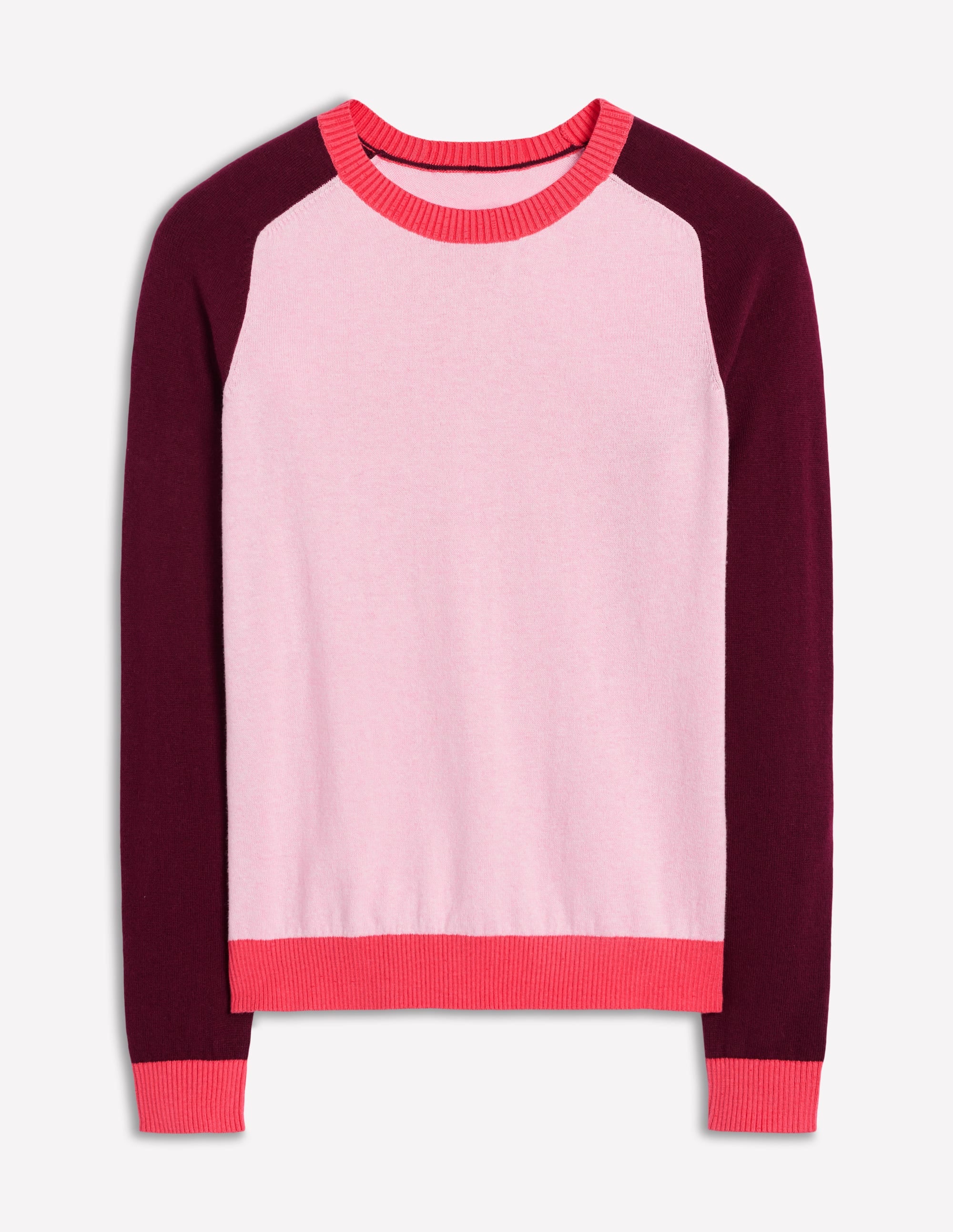 Meg Raglan Sleeve Jumper-Soft Pink, Colourblock - Image 5