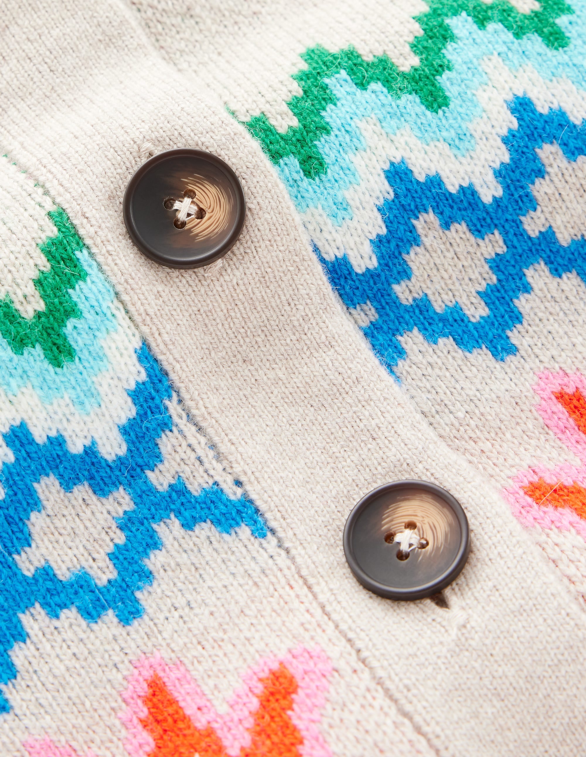 Fair Isle Boyfriend Cardigan-Oatmeal Melange, Birds - Image 7