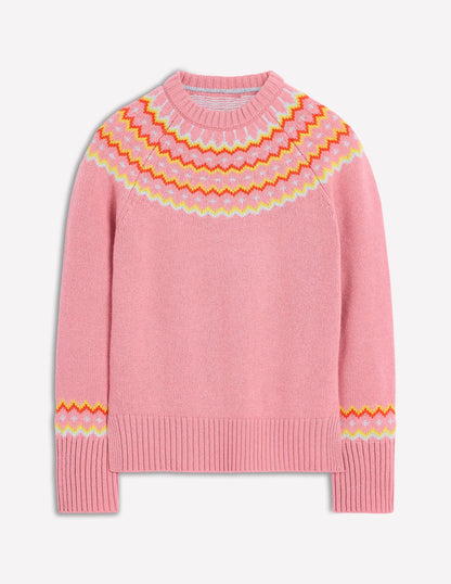 Cashmere Fair Isle Jumper-Formica Pink