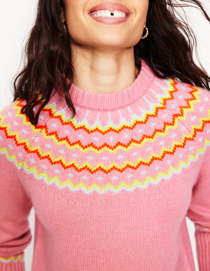 Cashmere Fair Isle Jumper-Formica Pink