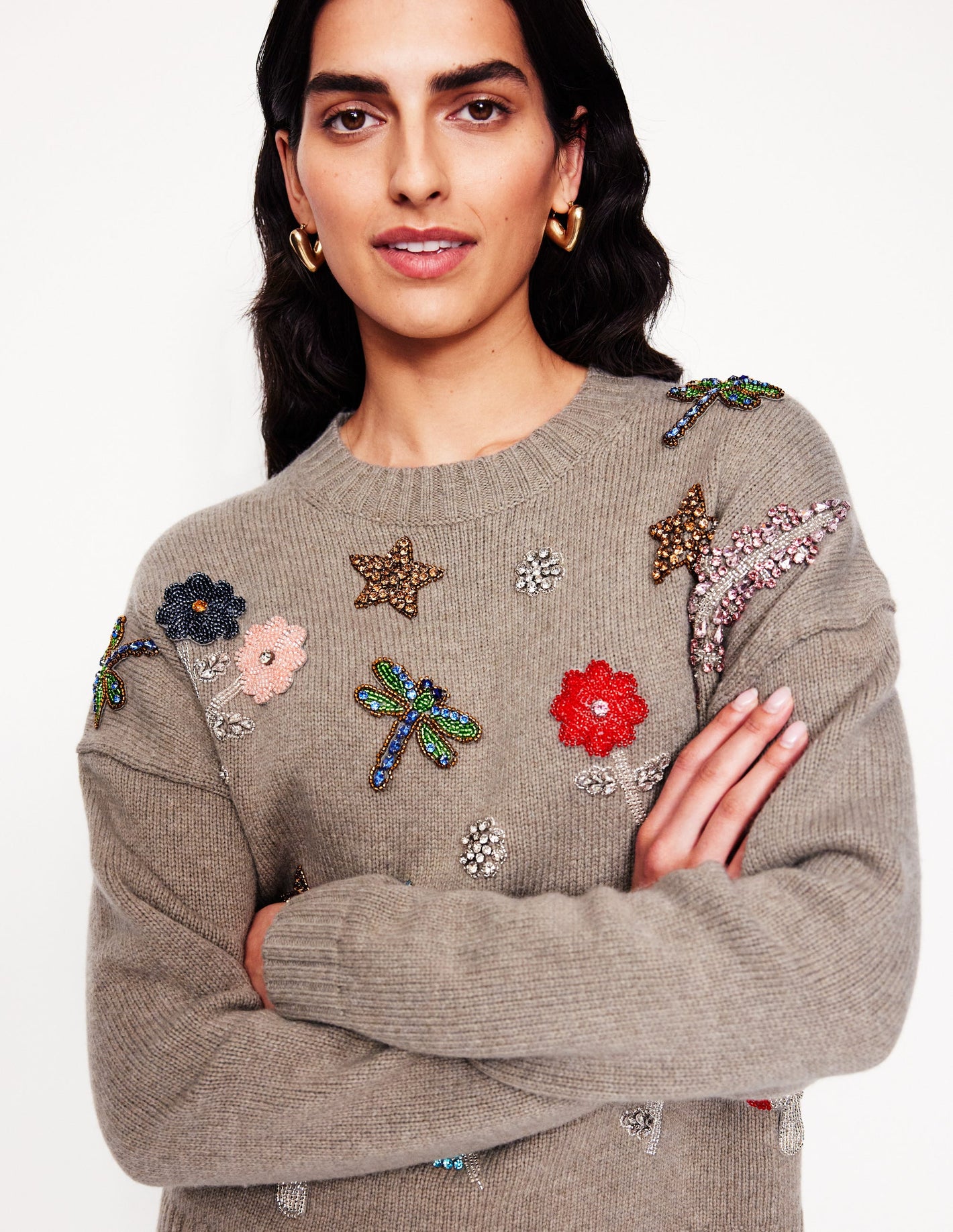 Embellished Jumper-Mink Melange