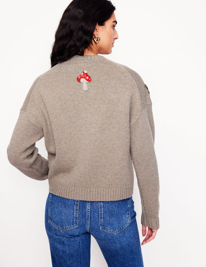 Embellished Jumper-Mink Melange