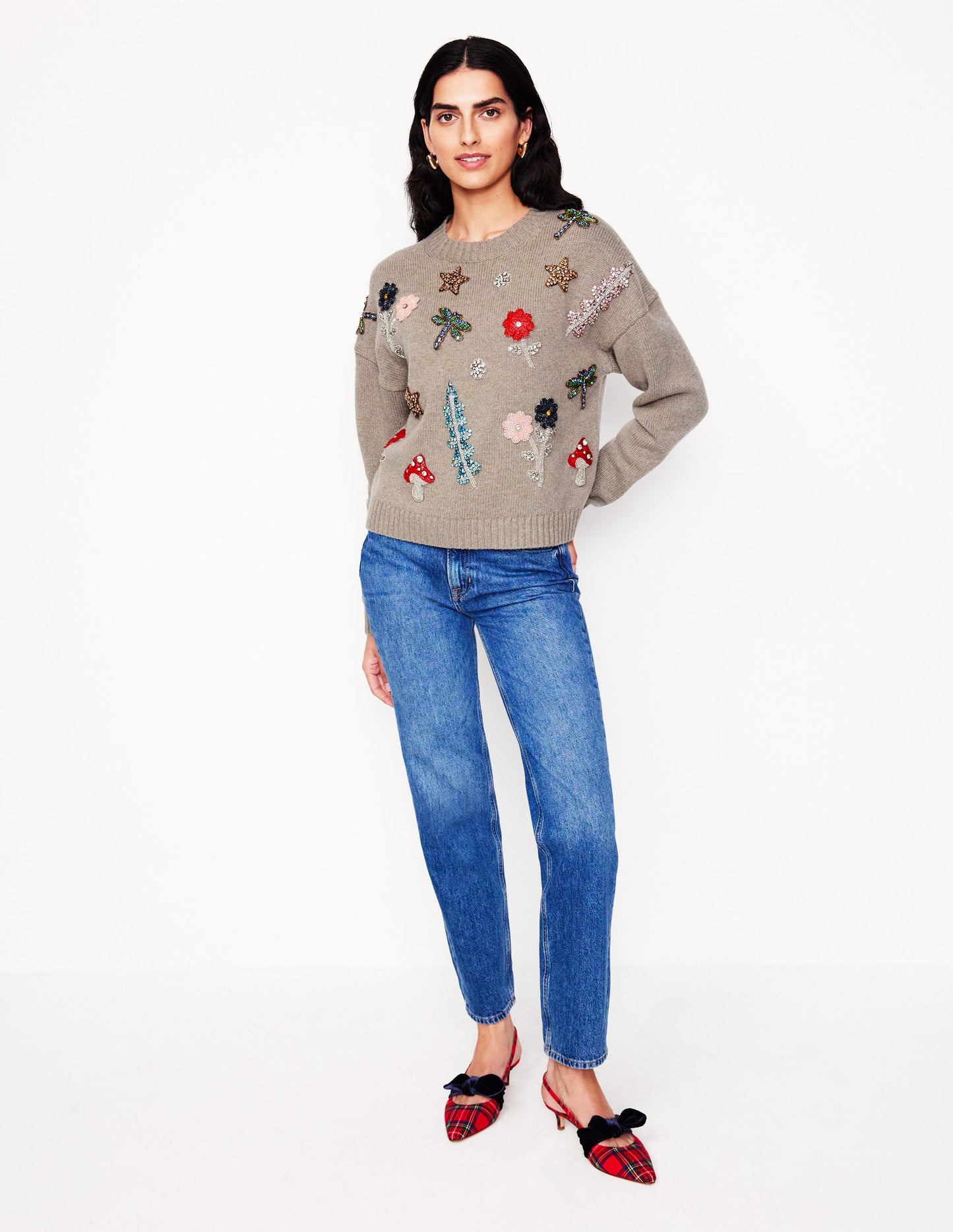 Embellished Jumper-Mink Melange