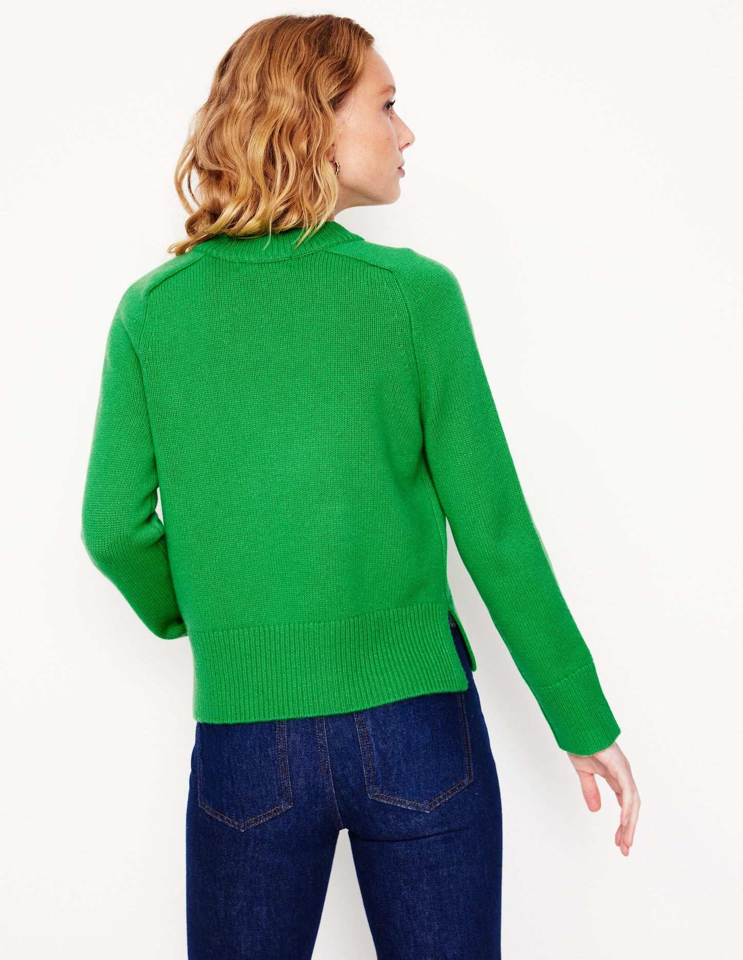 Wide Sleeve Cashmere Jumper-Bright Green