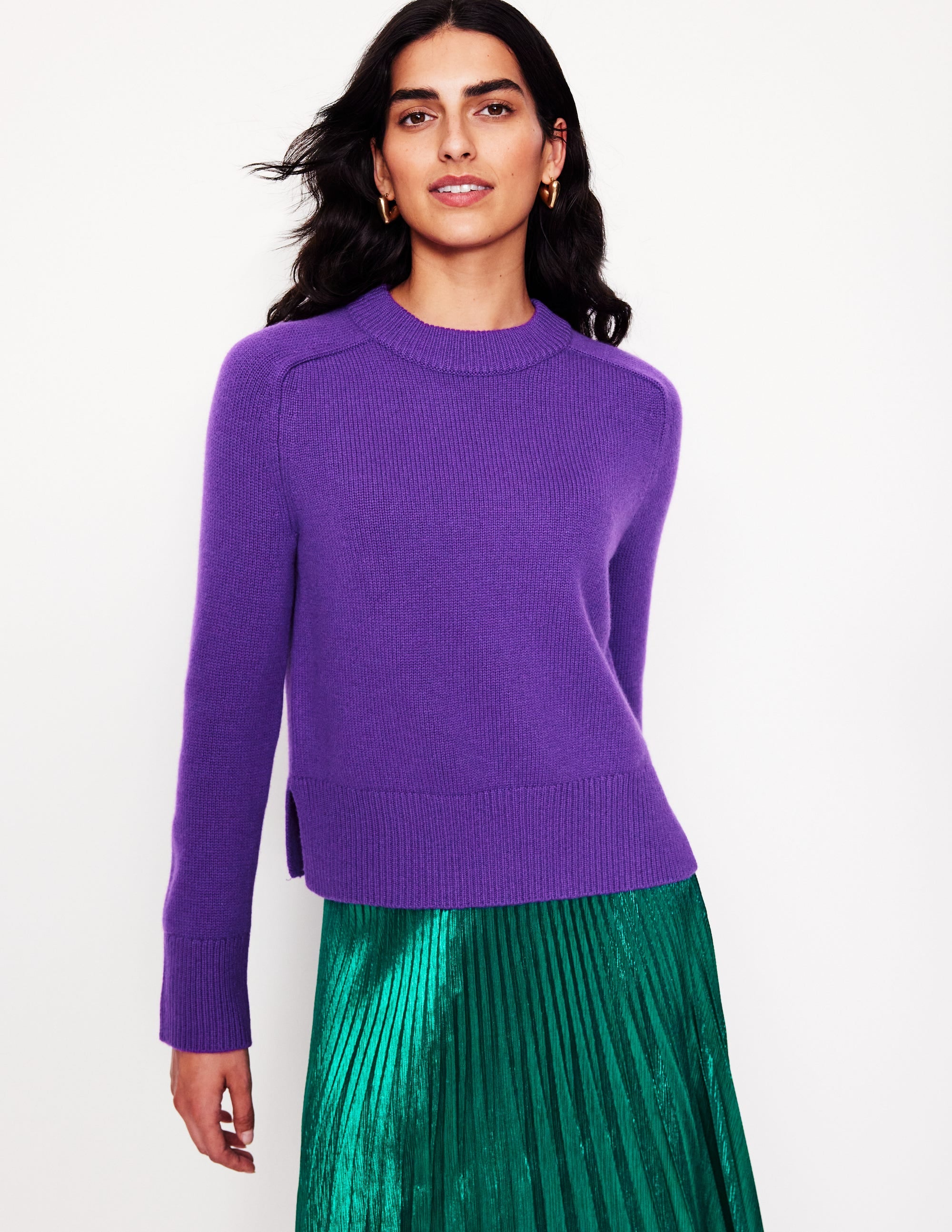 Wide Sleeve Cashmere Jumper-Ameythyst Purple - Image 1