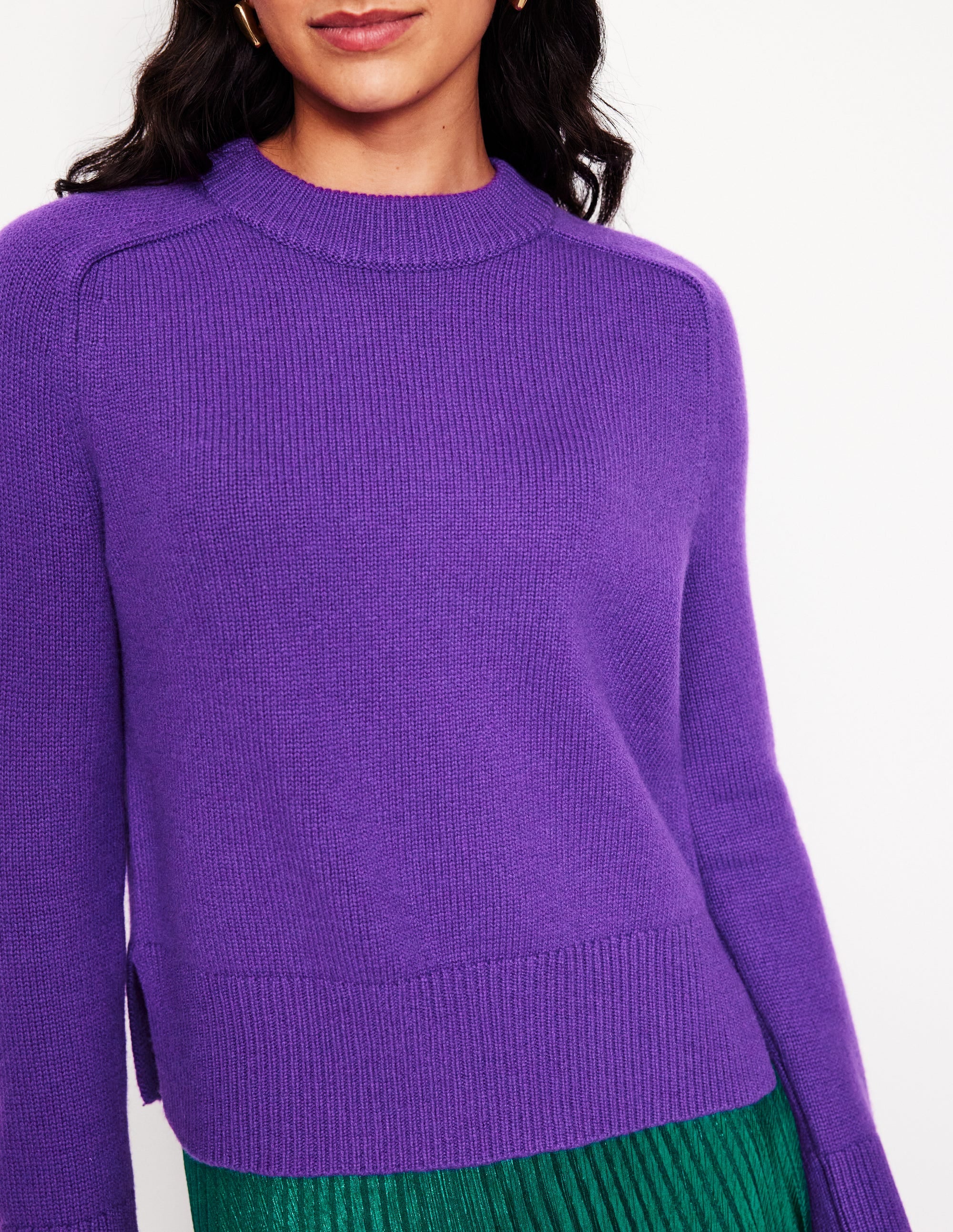 Wide Sleeve Cashmere Jumper-Ameythyst Purple - Image 2
