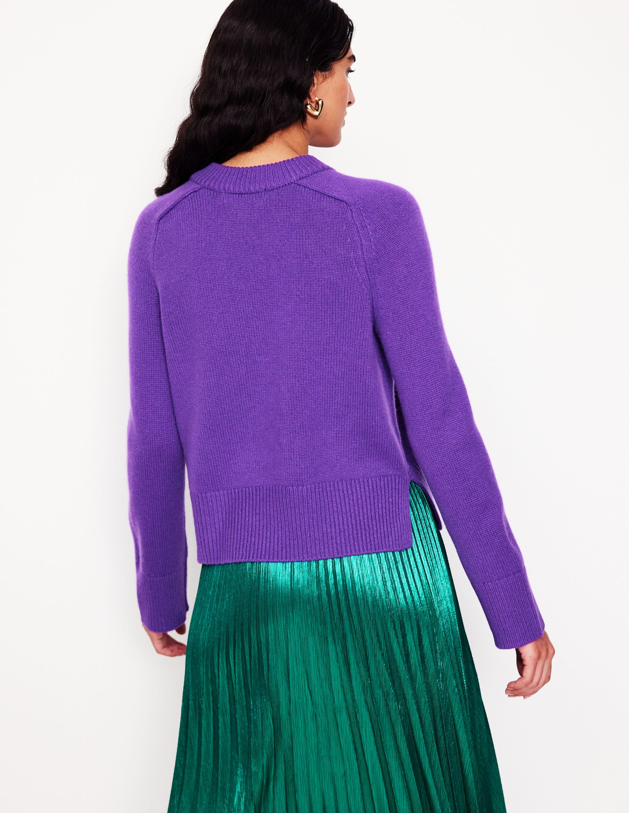 Wide Sleeve Cashmere Jumper-Ameythyst Purple - Image 3