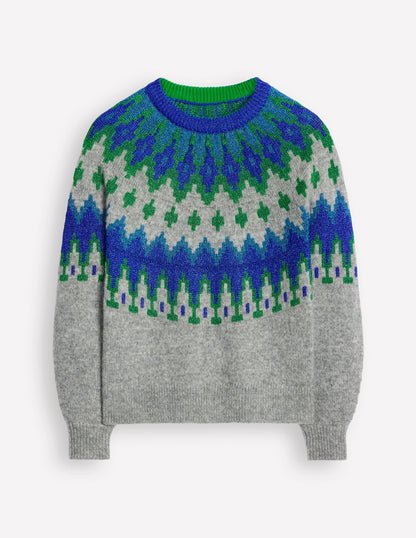 Kat Sparkle Fair Isle Jumper -Grey Melange