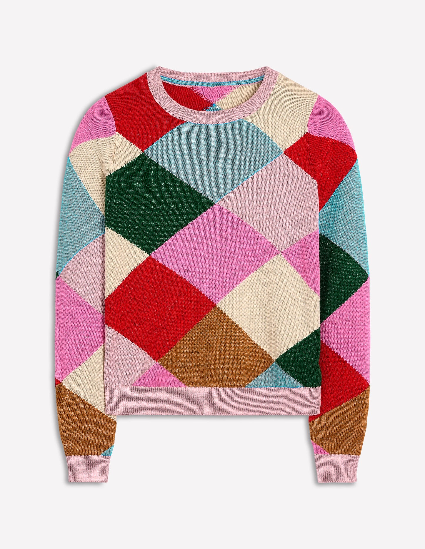 Sparkly Argyle Jumper-Multi Rainbow, Argyle