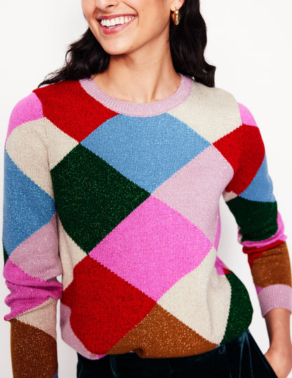 Sparkly Argyle Jumper-Multi Rainbow, Argyle