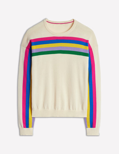 Lara Relaxed Cotton Jumper-Rainbow Curve Knit