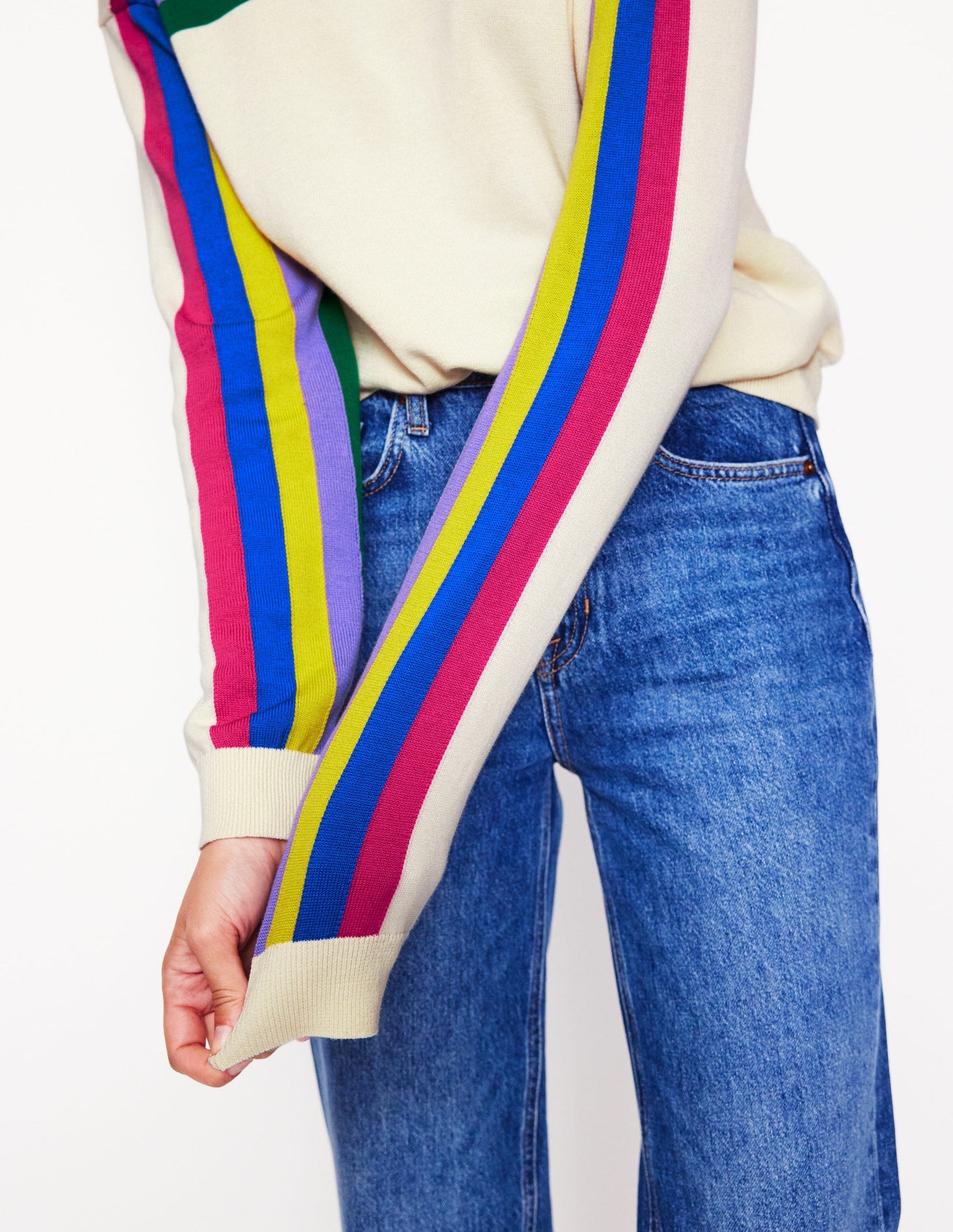 Lara Relaxed Cotton Jumper-Rainbow Curve Knit