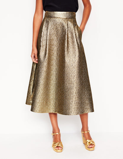 Angelica Jacquard Skirt-Gold