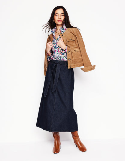 Denim Maxi Skirt-Indigo Rinse