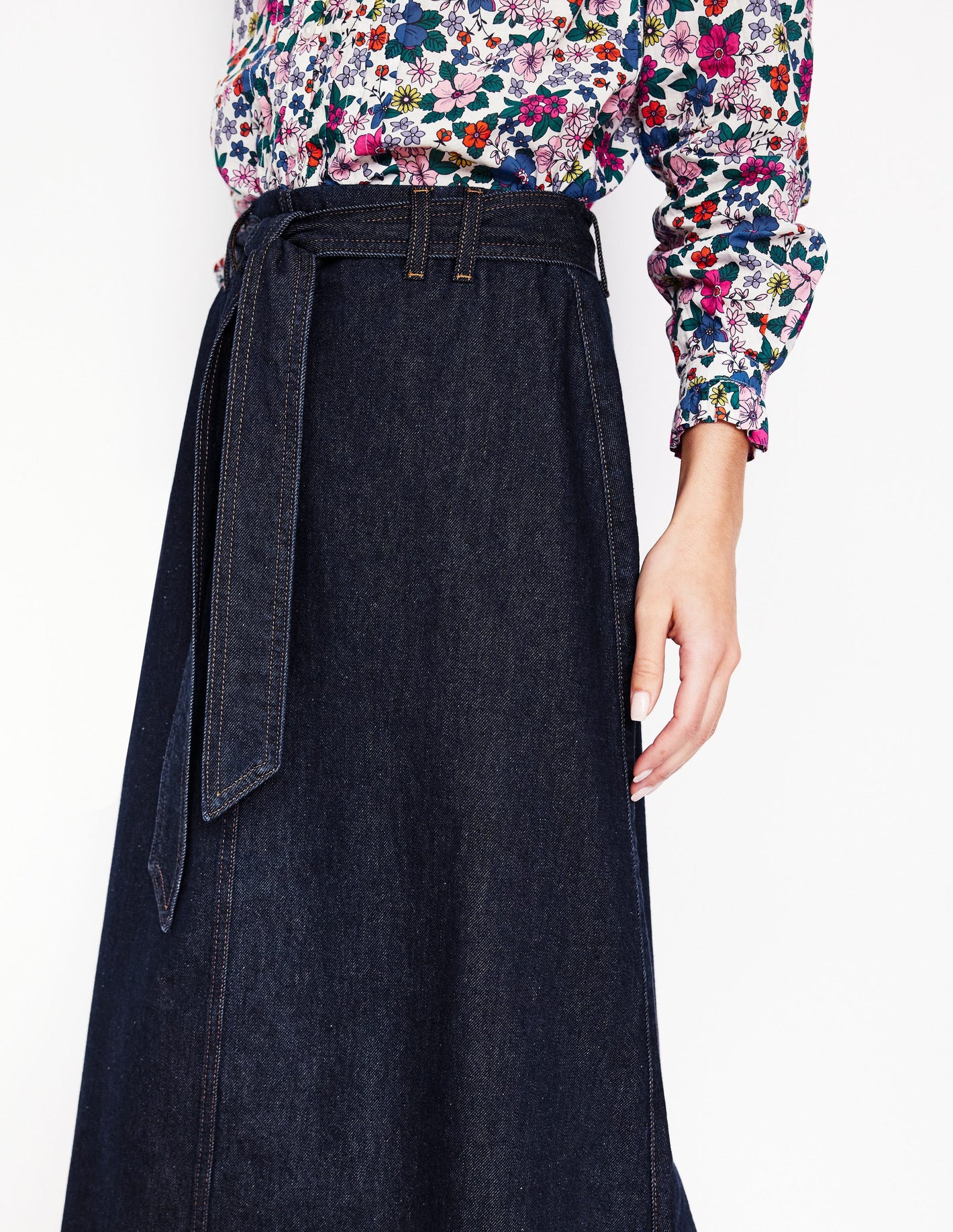 Denim Maxi Skirt-Indigo Rinse