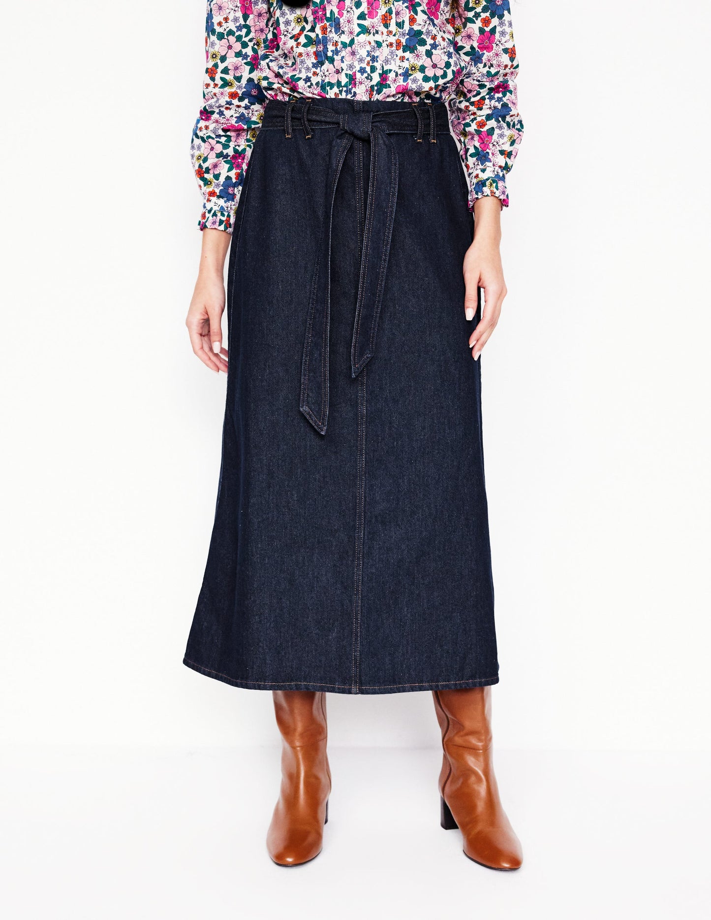 Denim Maxi Skirt-Indigo Rinse