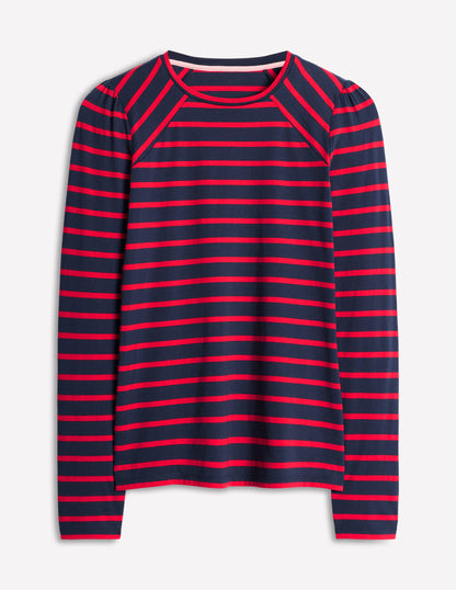 Arabella Stripe Jersey Top-Navy, Red Stripe