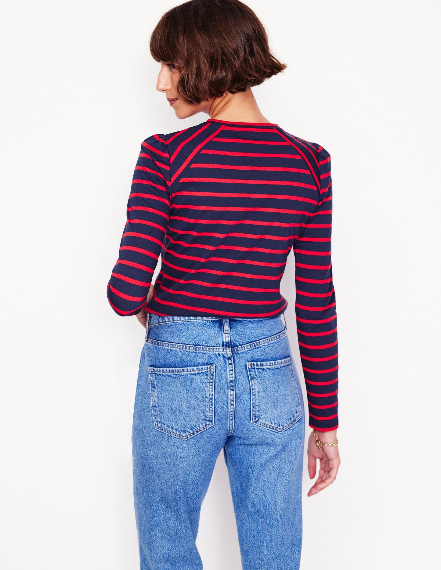 Arabella Stripe Jersey Top-Navy, Red Stripe