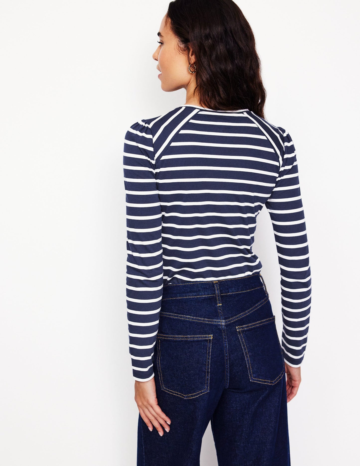 Arabella Stripe Jersey Top-Navy, Ivory Stripe