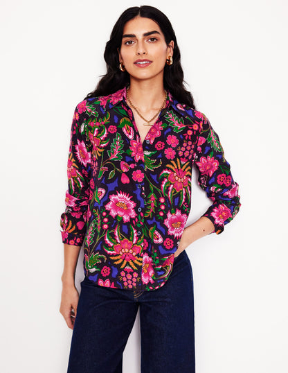 Sienna Silk Shirt -Multi, Blossom Flourish