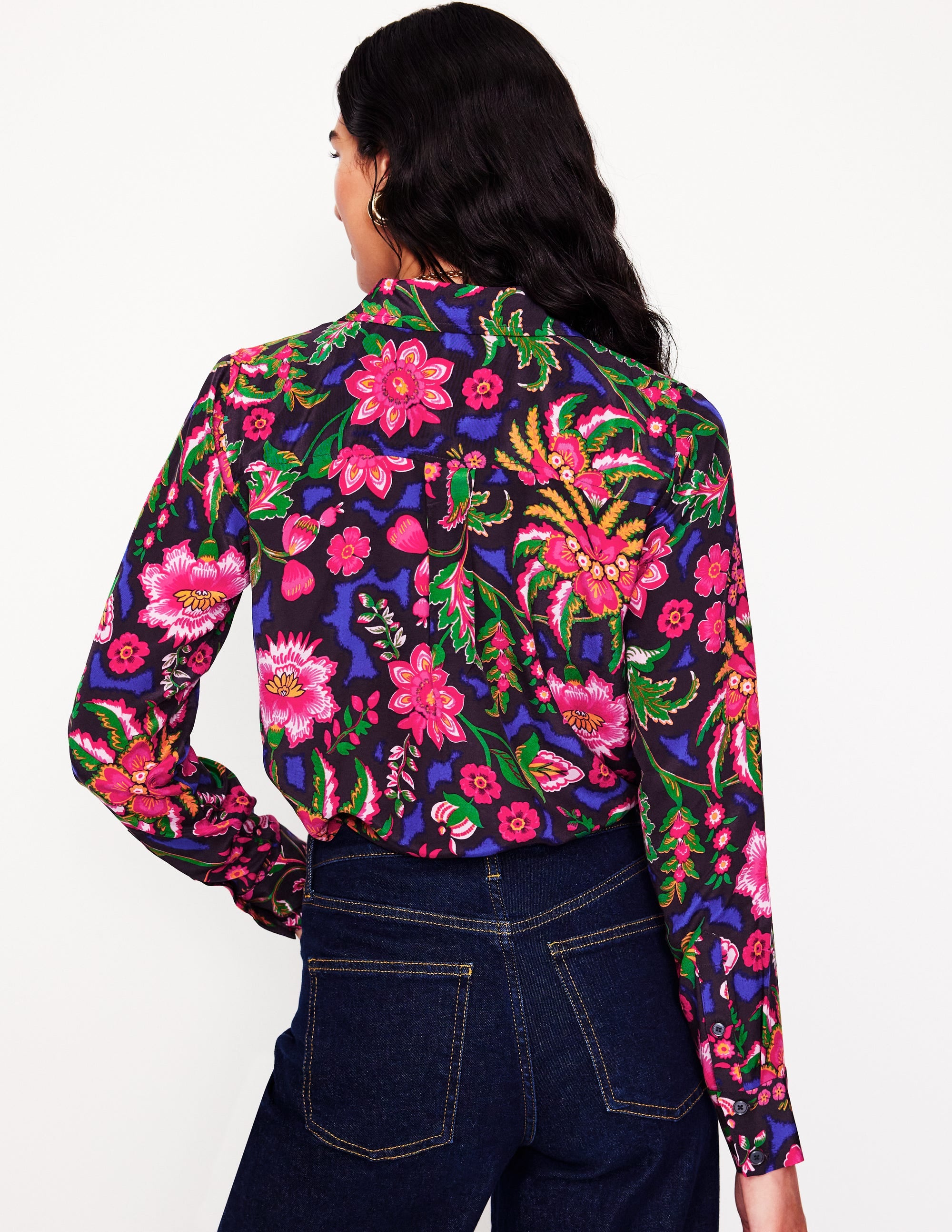 Sienna Silk Shirt-Multi, Blossom Flourish - Image 3