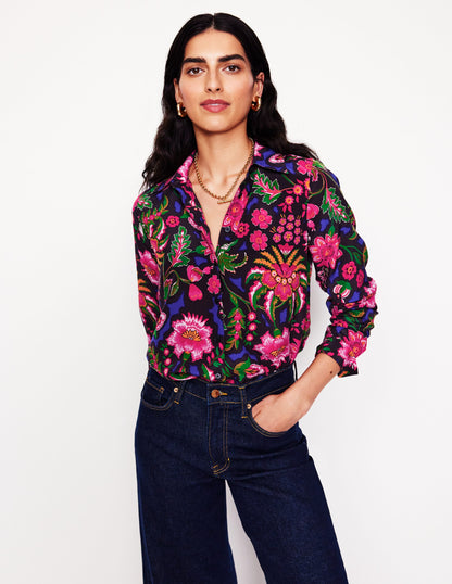 Sienna Silk Shirt -Multi, Blossom Flourish