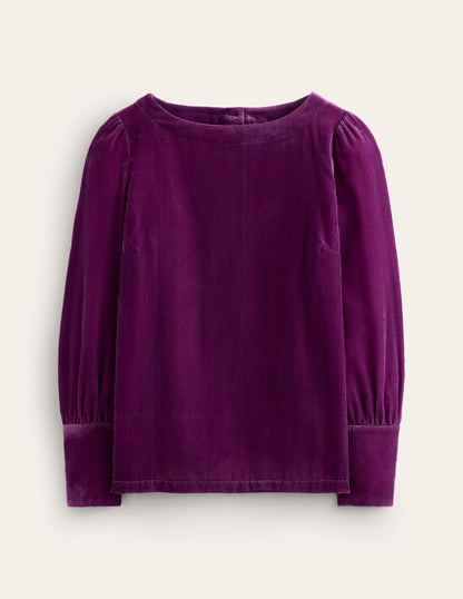 Button Back Velvet Top-Regal Purple