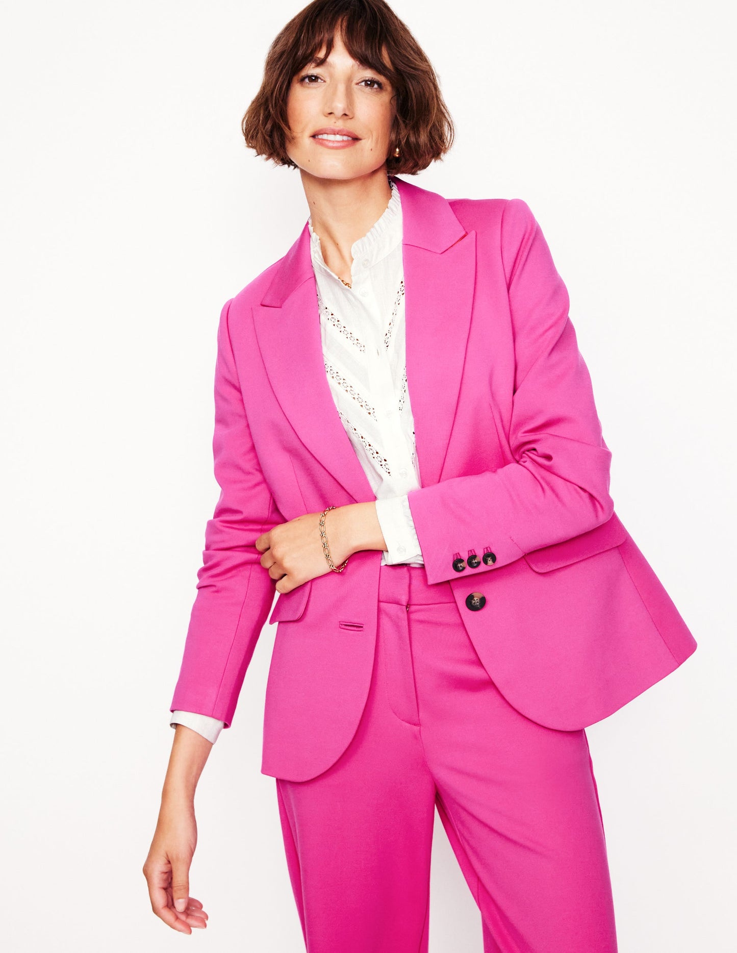 Marylebone Ponte Blazer-Pink Peony