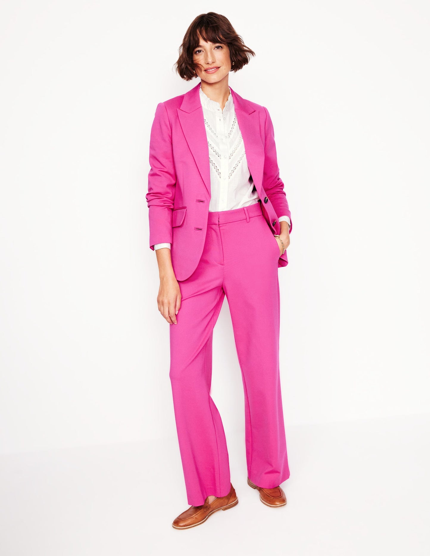 Marylebone Ponte Blazer-Pink Peony