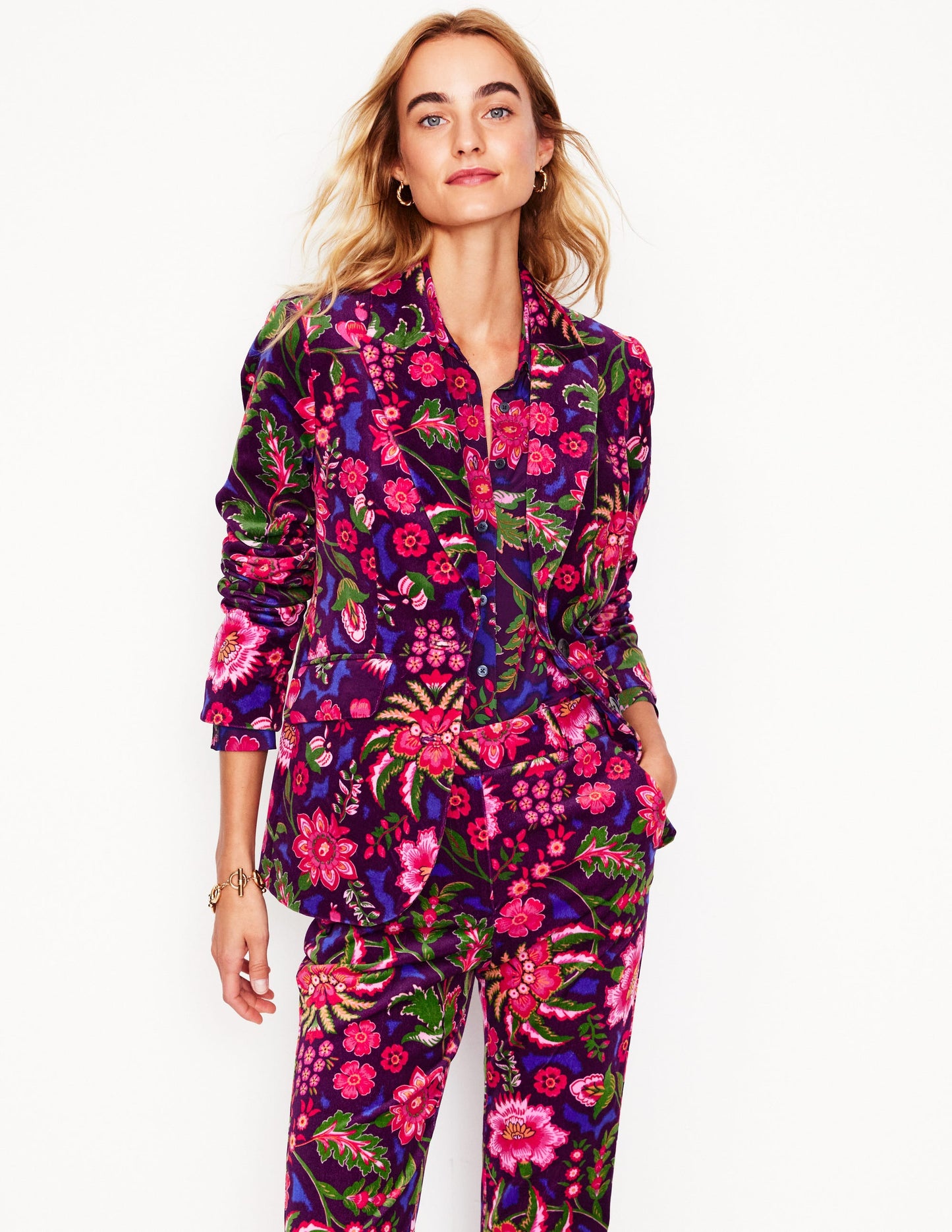 Marylebone Velvet Blazer -Blossom Flourish