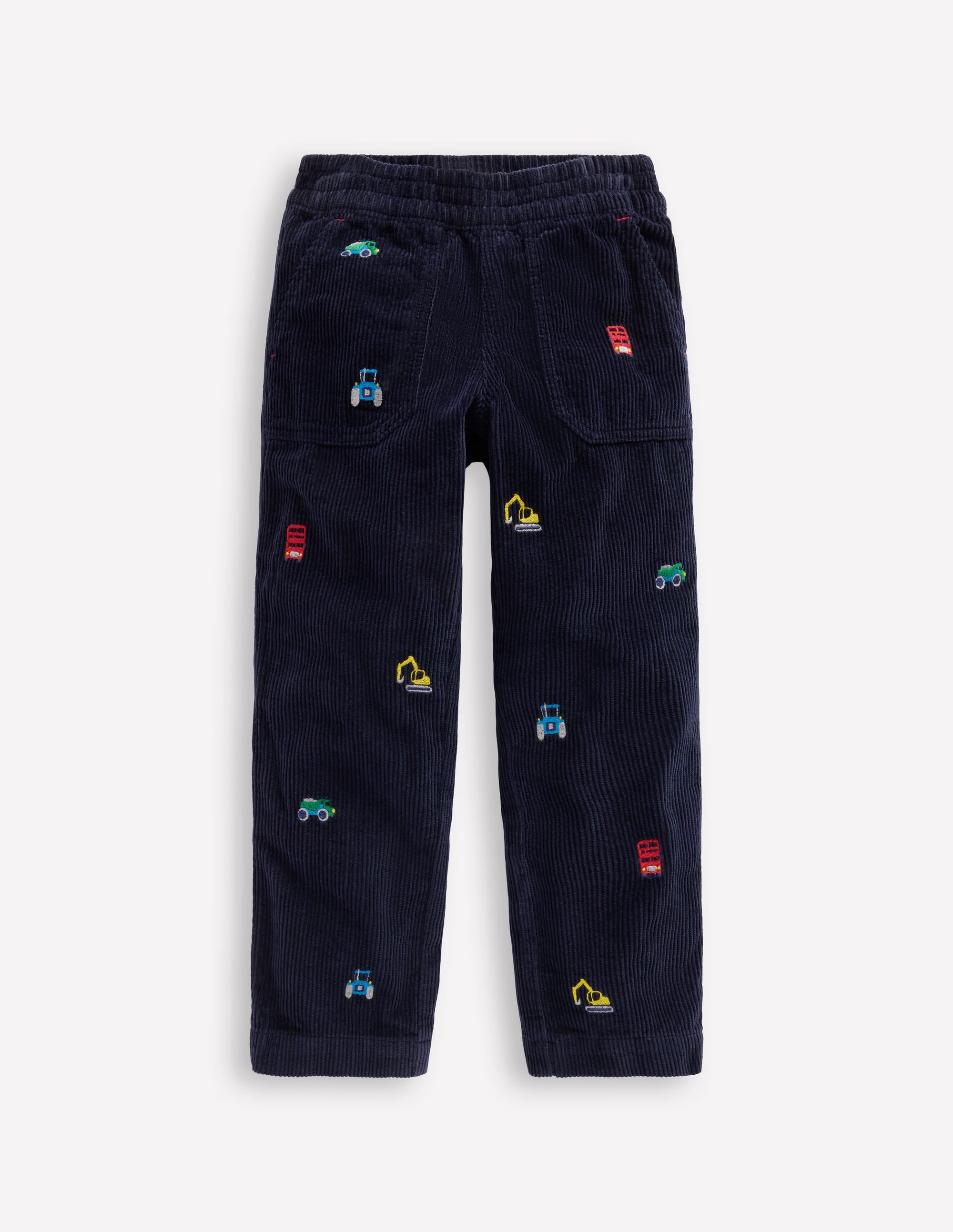 Pull-on Cord Trousers-Construction Embroidery - Image 1
