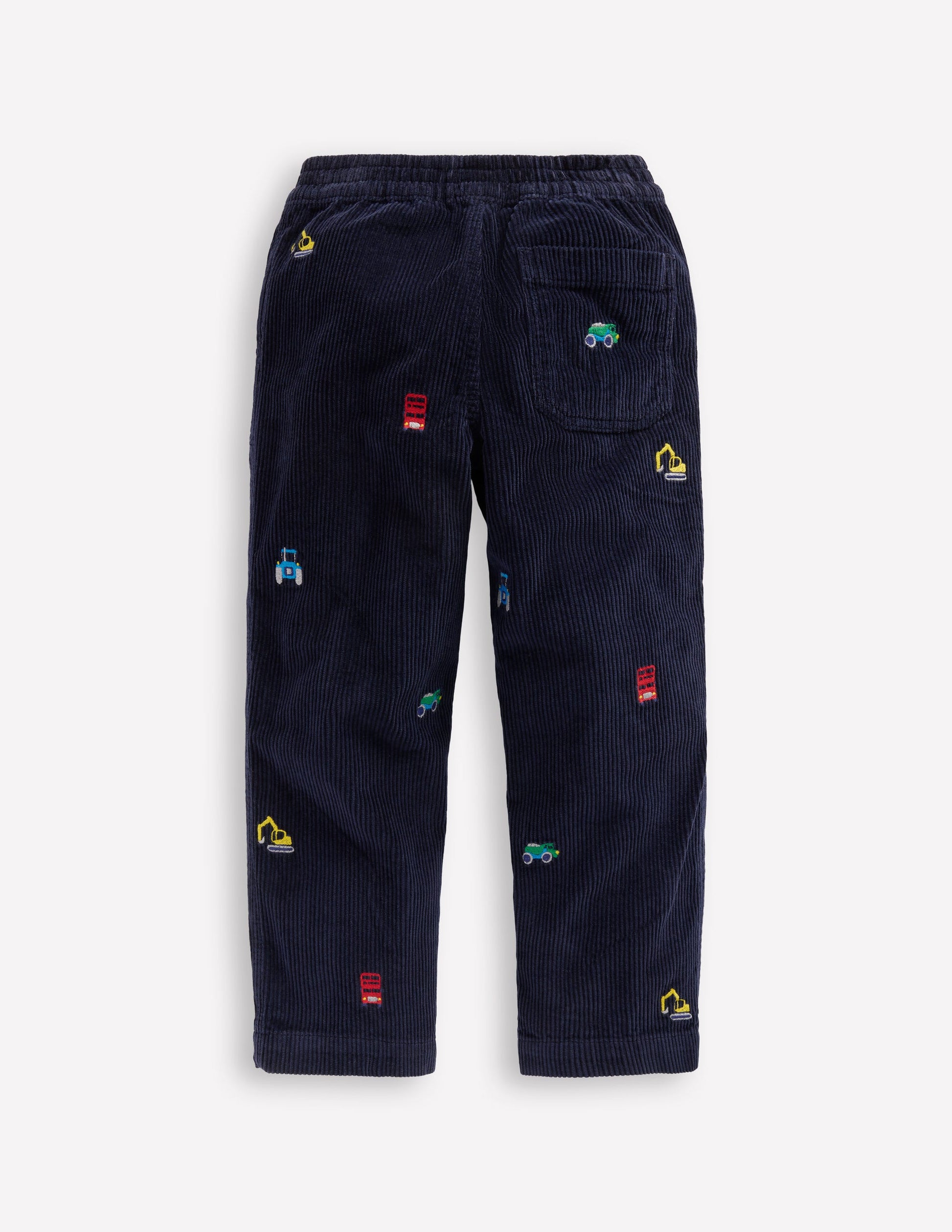 Pull-on Cord Trousers-Construction Embroidery-2
