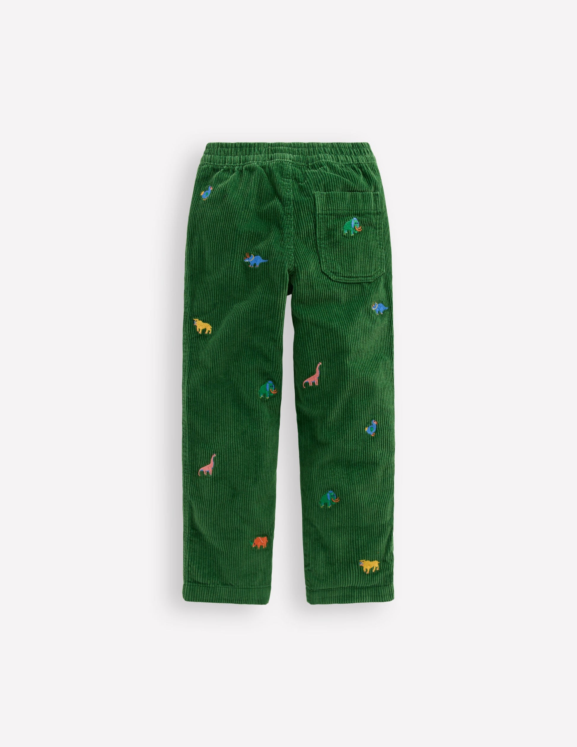Pull-on Cord Trousers-Prehistoric Animals Embroidery-3