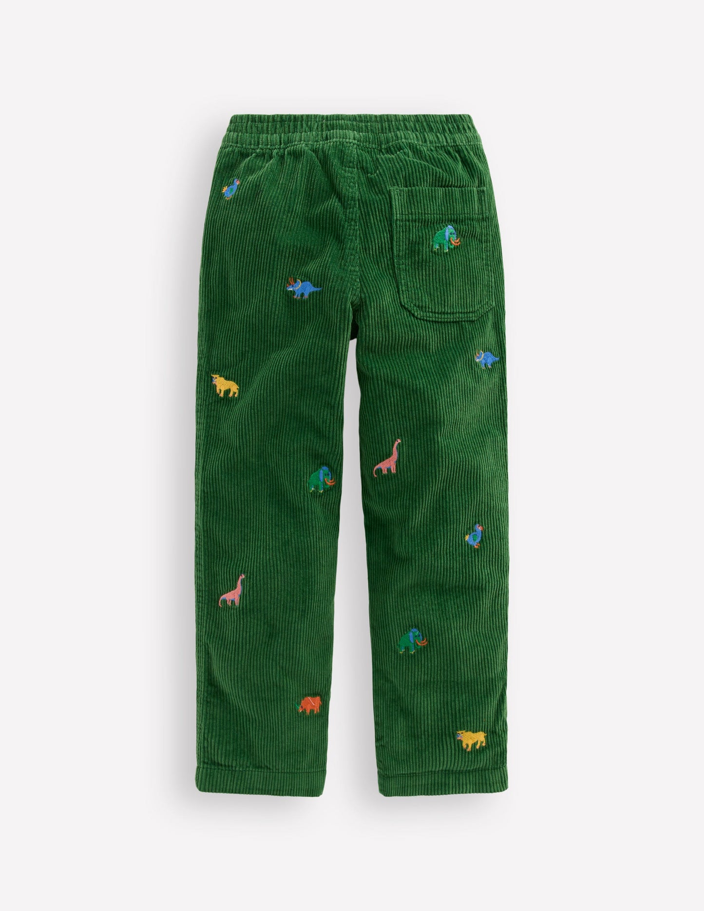 Pull-on Cord Trousers-Prehistoric Animals Embroidery