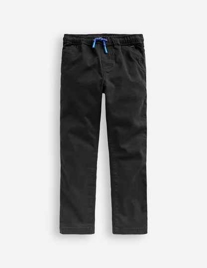 Slim Pull-On Trousers-Black-1