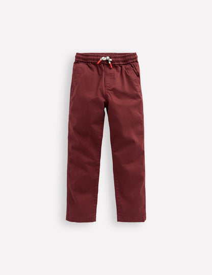 Slim Pull-On Trousers-Chestnut-1