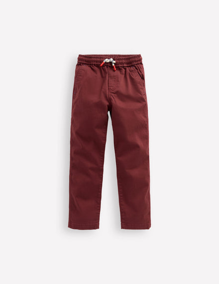 Slim Pull-On Trousers-Chestnut