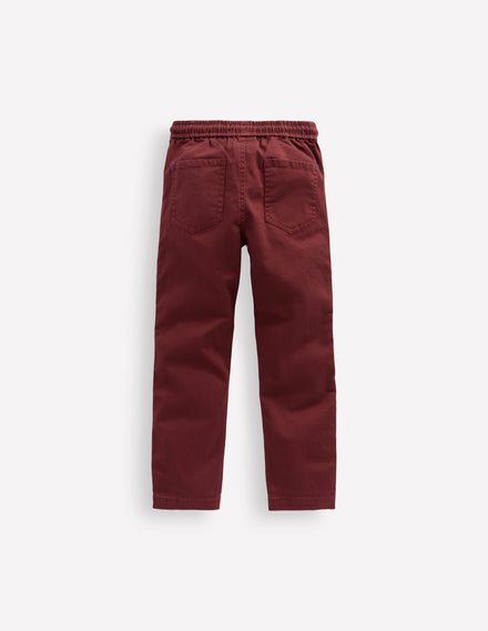 Slim Pull-On Trousers-Chestnut