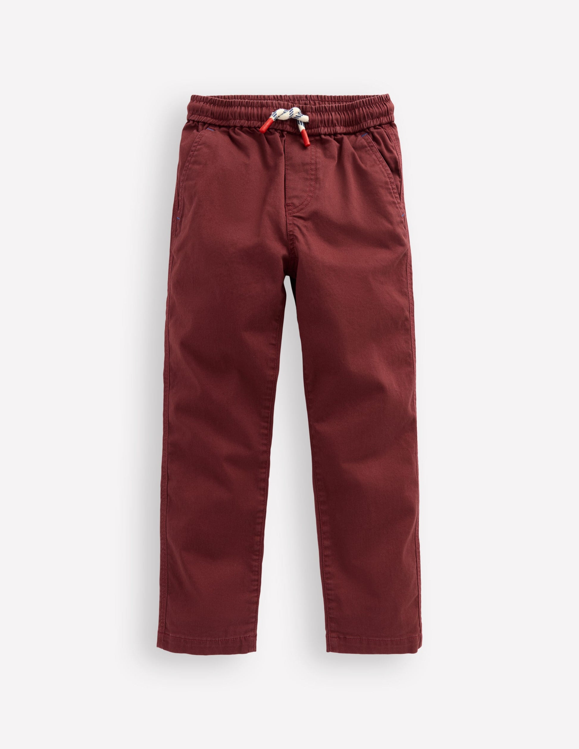 Slim Pull-On Trousers-Chestnut-1