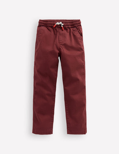 Slim Pull-On Trousers-Chestnut-1