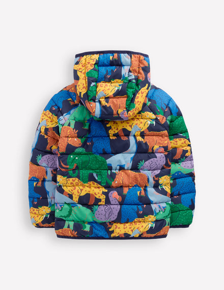 Pack-Away Padded Jacket-Prehistoric Animals