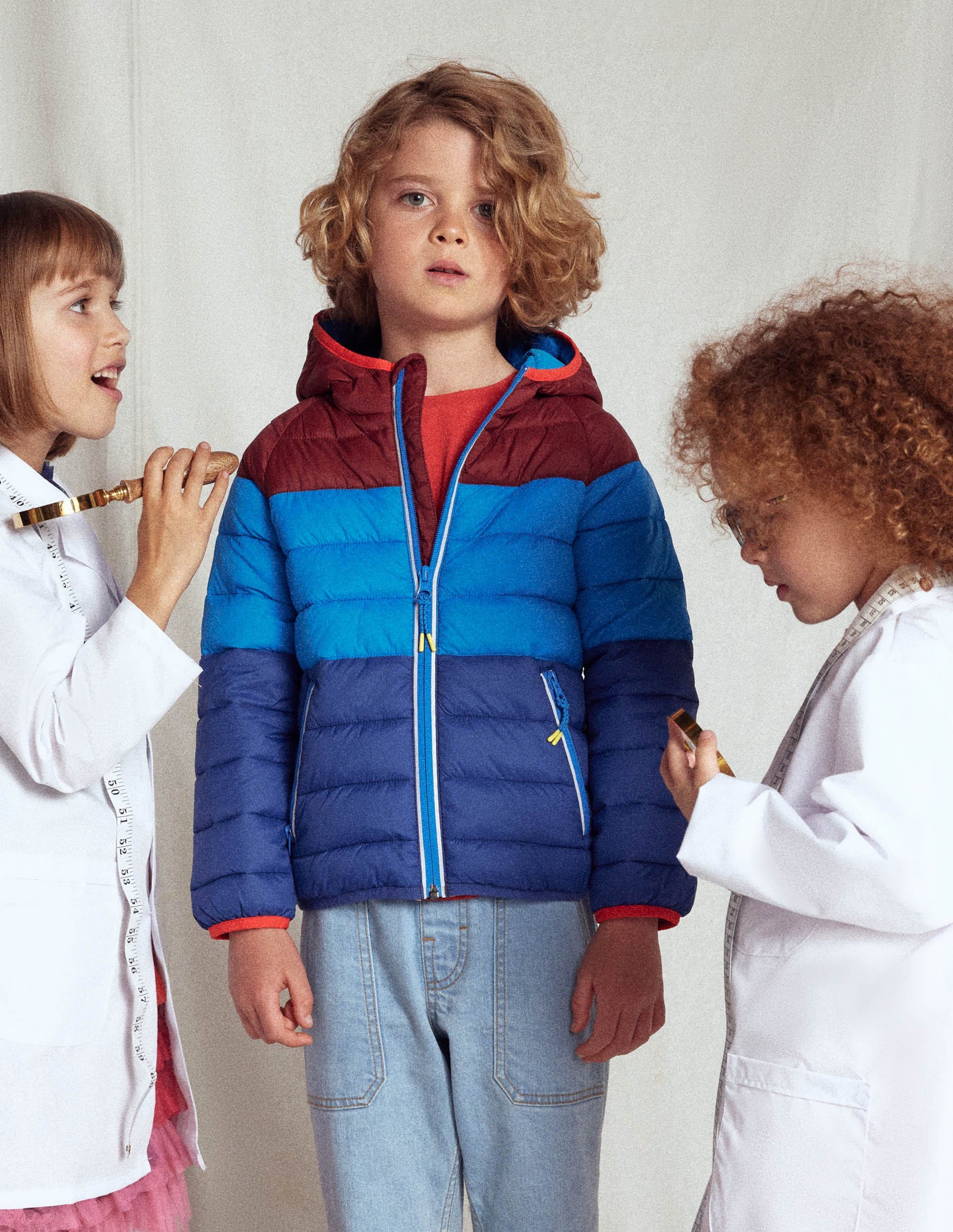 Pack-Away Padded Jacket-Blue Colour Block-1