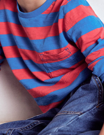 Everyday Long Sleeve T-Shirt-Kingfisher Blue/ Jam Red-2