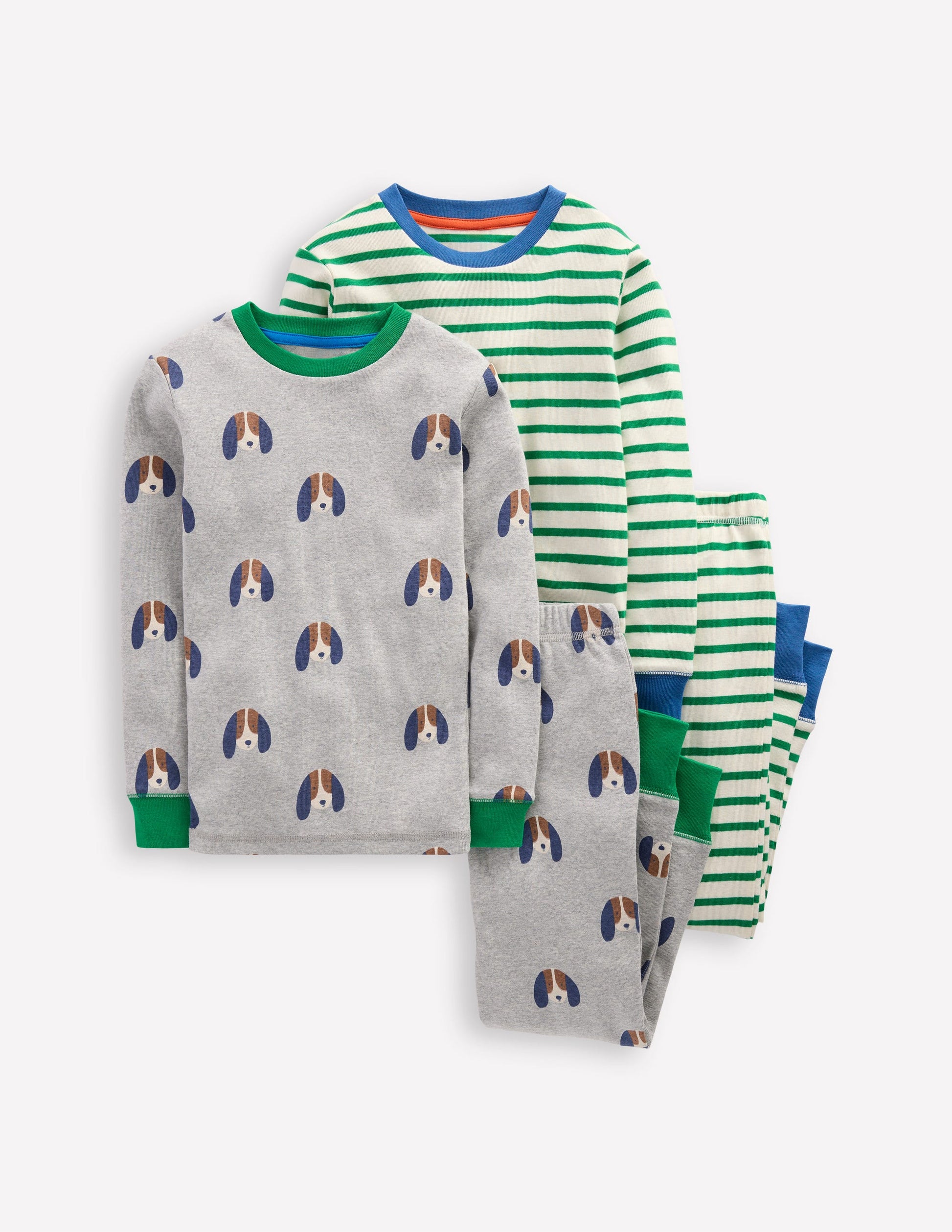 Snug Twin Pack Pyjamas-Pups and Stripe-1