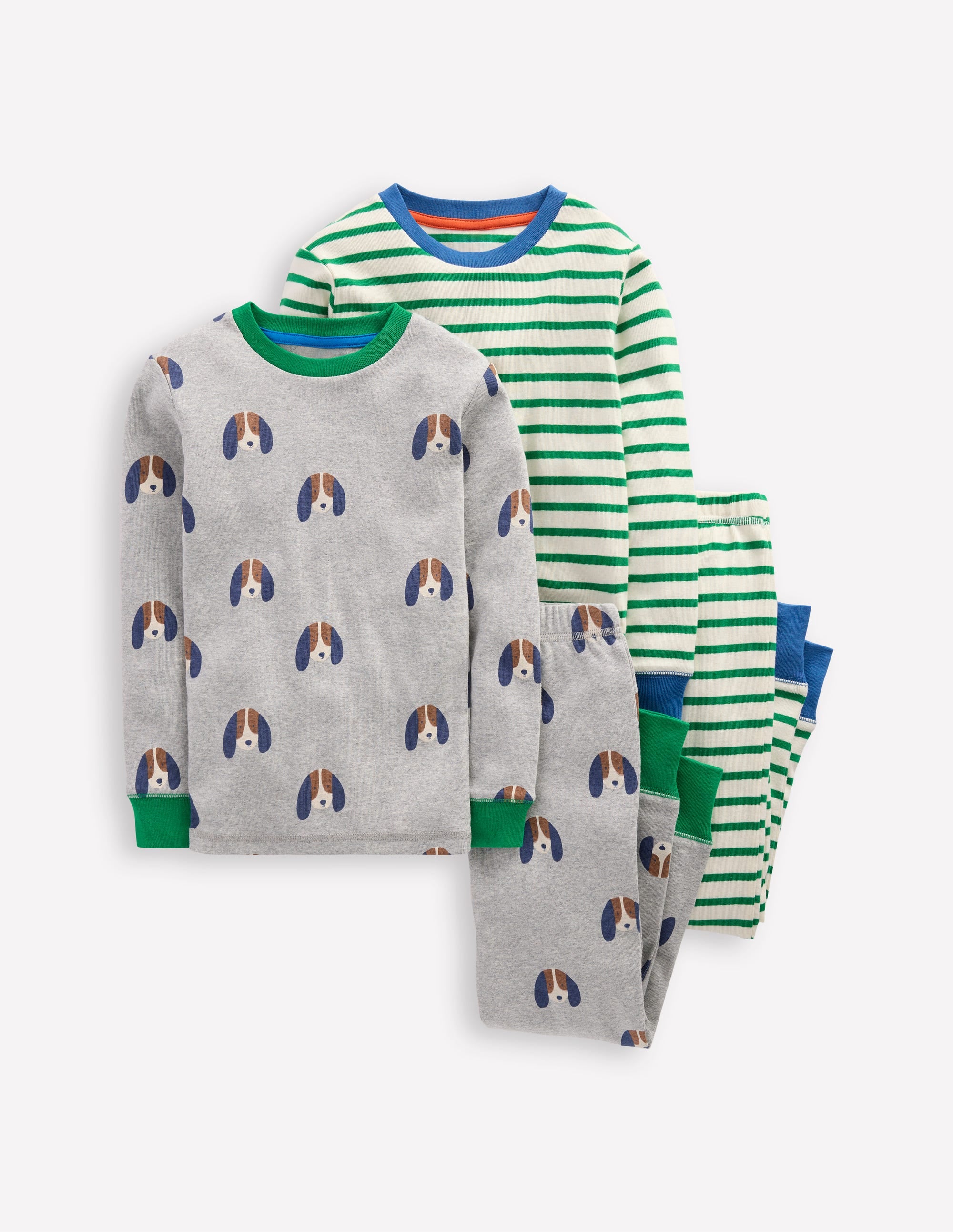 Snug Twin Pack Pyjamas-Pups and Stripe - Image 1