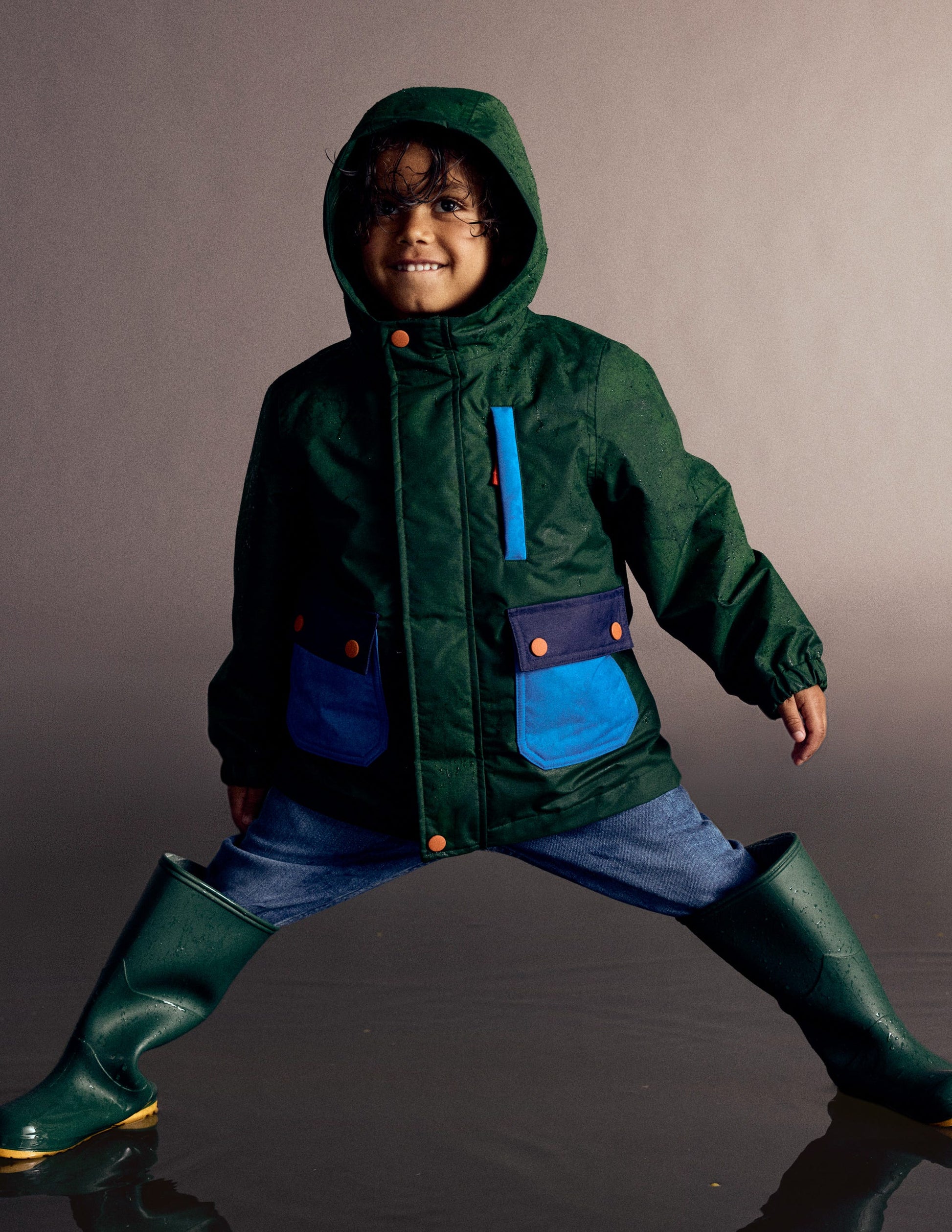 4-in-1 Waterproof Coat-Blue/Green Colourblock-1